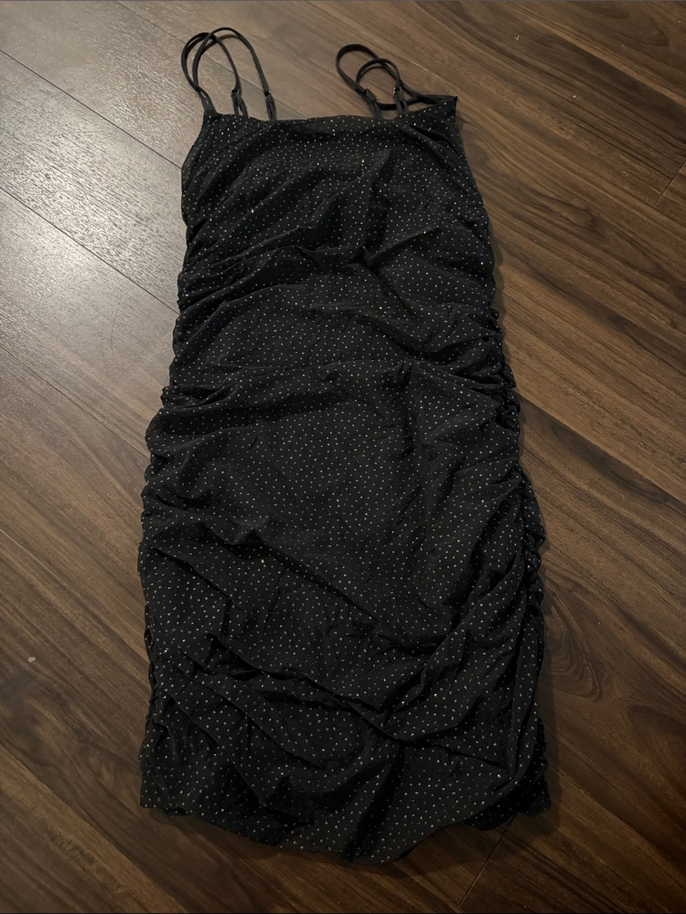 Lucy in the Sky Black Mini Dress with Tiny White Dots